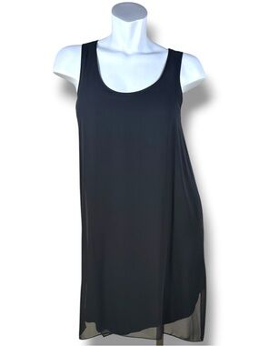 Kenneth Cole New York Black Sleeveless Soft Tank Dress with Sheer Overlay Size 6
